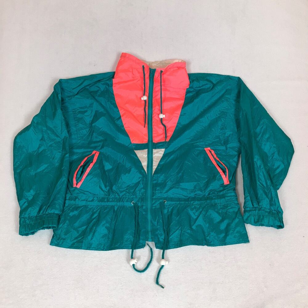 Vintage G4000 80s Color Block Track Athleisure Nylon Zipper Blue Windbreaker